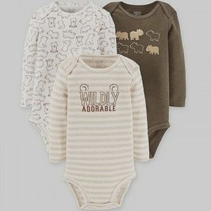 Carter's Baby 3pk bears long sleeve bodysuits